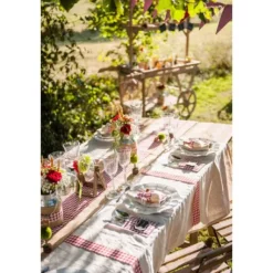 Porte Couvert En Lin Vichy X 5 Pi Ces