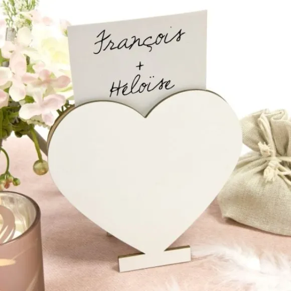 Porte Menu Coeur Blanc
