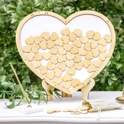 Puzzle Bois Forme Coeur Naturel Avec Chevalet