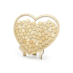 Puzzle Bois Forme Coeur Naturel Avec Chevalet