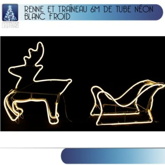 Renne Et Traineau Lumineux N On Blanc Froid