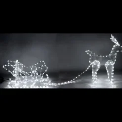 Renne Lumineux Avec Son Traineau 336 Led Blanches