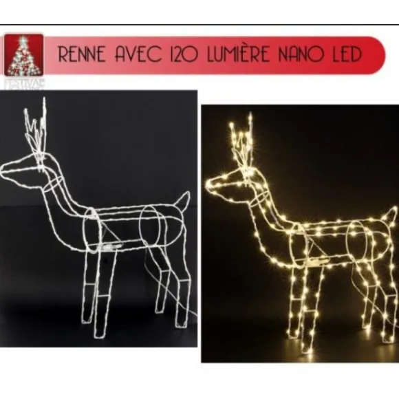 Renne Lumineux De Noel 154 Led Blanc Chaud