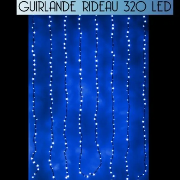 Rideau Lumineux De Noel 320 Led Bleu Effet Goutte D'Eau
