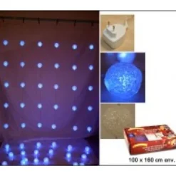 Rideau Lumineux De Noel Boules 64 Led Bleu