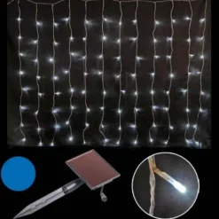 Rideau Lumineux Solaire De Noel 150 Led Bleues