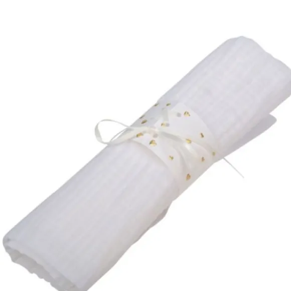 Rond De Serviette Blanc Petits Coeur Or X 10