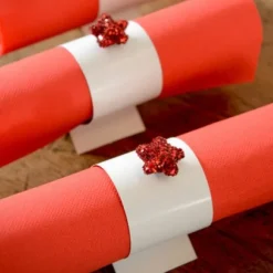 Rond De Serviette Bordeaux En Carton X 6 Pi Ces