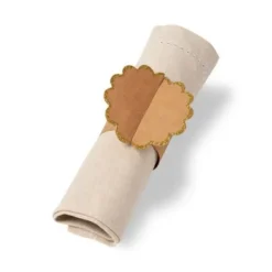 Rond De Serviette Festonn Kraft Paillettes Or X 8 Pi Ces