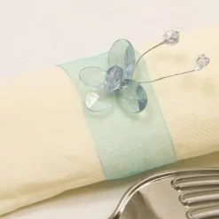 Rond De Serviette Mariage Papillon Turquoise X 6 Pi Ces