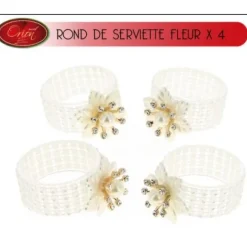 Rond De Serviette Mariage Fleur X 4 Pi Ces