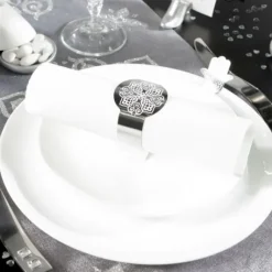 Rond De Serviette Mariage Oriental Argent X 6 Pi Ces