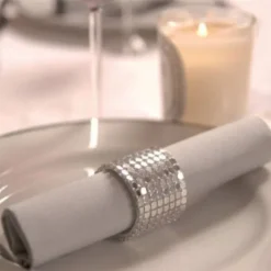 Rond De Serviette Mariage Strass En Argent X 50 Pi Ces