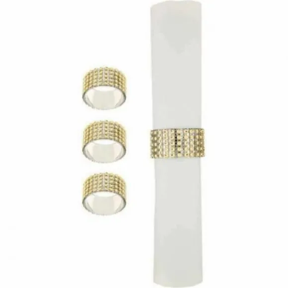 Rond De Serviette Mariage Strass En Or X 100 Pi Ces