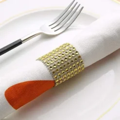 Rond De Serviette Mariage Strass En Or X 50 Pi Ces