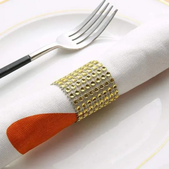 Rond De Serviette Mariage Strass En Or X 50 Pi Ces