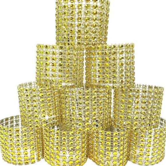 Rond De Serviette Mariage Strass En Or X 50 Pi Ces