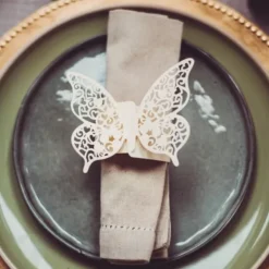 Rond De Serviette Papillon Ivoire X 20 Pi Ces