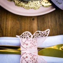 Rond De Serviette Papillon Rose X 20 Pi Ces