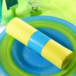 Rond De Serviette Vert Anis En Carton X 6 Pi Ces