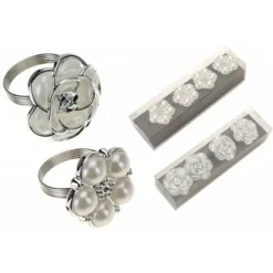 Ronds De Serviette Fleurs X4