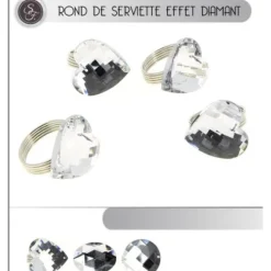 Ronds De Serviette Mariage Diamant X 4 Pi Ces