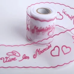 Rouleau De Tulle Floqu Vive Les Mari S Fuschia