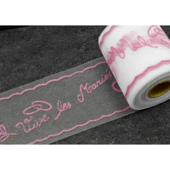 Rouleau De Tulle Floqu Vive Les Mari S Fuschia
