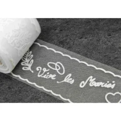 Rouleau De Tulle Floqu Vive Les Mari S Blanc