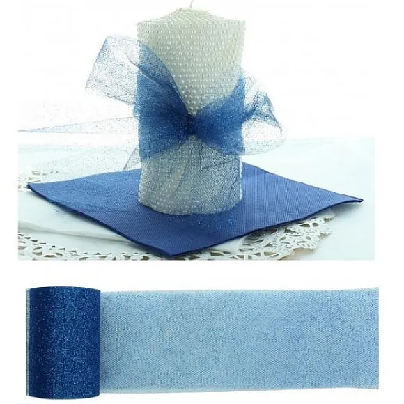 Rouleau De Tulle Paillet Bleu Marine 8Cm