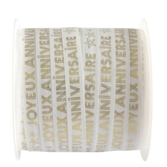 Ruban Bolduc Joyeux Anniversaire Or 10Mm X 25 M Tres