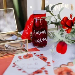 Ruban Effiloch Mousseline Je T'Aime Rouge Et Blanc