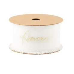 Ruban Effiloch Mousseline Amour Blanc Et Or