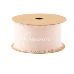 Ruban Effiloch Mousseline Amour Blanc Et Blush