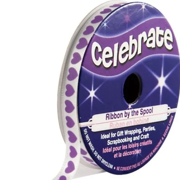 Ruban En Bobine Satin Blanc Imprim C Ur Violet