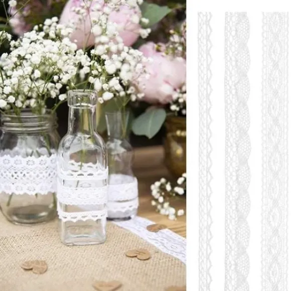 Ruban En Dentelle Blanc Assortis X 3 Pi Ces