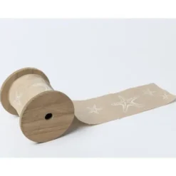 Ruban En Lin Blanc Avec Etoile De Mer 8Cm X 3 M Tres