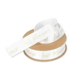 Ruban Satin Blanc Et Or Just Married