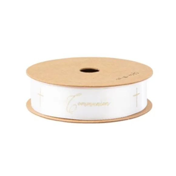Ruban Satin Communion Croix Blanc Et Or