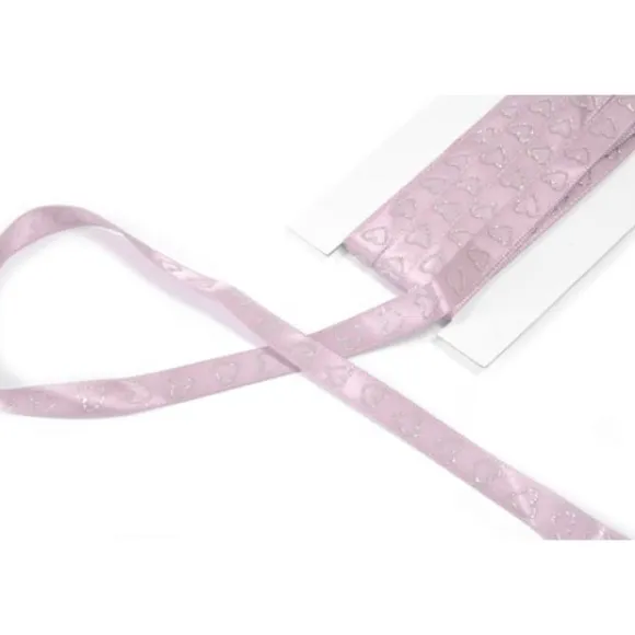 Ruban Satin Rose Avec Coeur Paillet