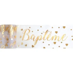 Ruban Tulle Bapt Me Or 8Cm X 10 M Tres