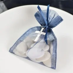 Sac Dragees En Organza Bleu Marine X 10 Pi Ces