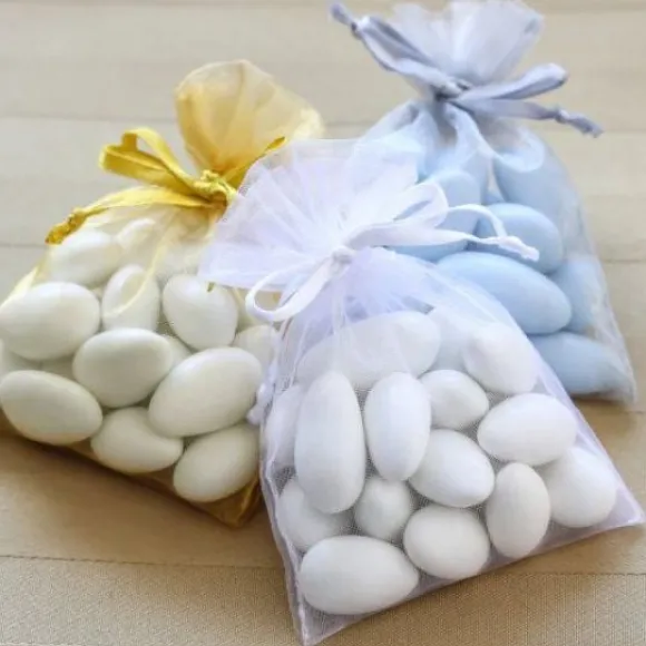 Sac Dragees Organza Blanc Pas Cher X 10 Pi Ces