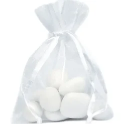 Sac Dragees Organza Blanc Pas Cher X 10 Pi Ces