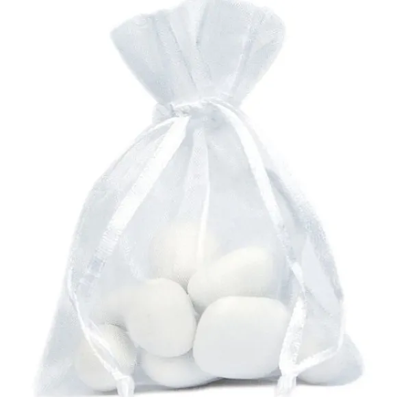 Sac Dragees Organza Blanc Pas Cher X 10 Pi Ces