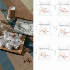 Sachet A Dragees Vive Les Mari S Rose Gold X 6 Pi Ces