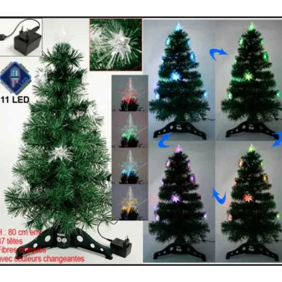 Sapin Fibre Optique 11 Led 80Cm