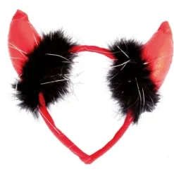 Serre-T Te Cornes De Diable Avec Plumes Rouge Et Noir