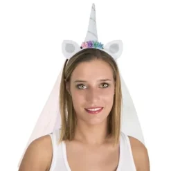 Serre-T Te Licorne Voile Blanc Et Argent