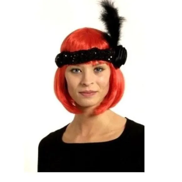 Serre-T Te Paillette Noir Avec Plumes